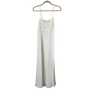 INTIMATES BY‎ FLORA Lace detail sheer Maxi Dress in Ivory NEW size M